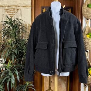 Ivano Biagi Italian Wool Cashmere Bomber Jacket L | Herringbone Winter Coat RARE